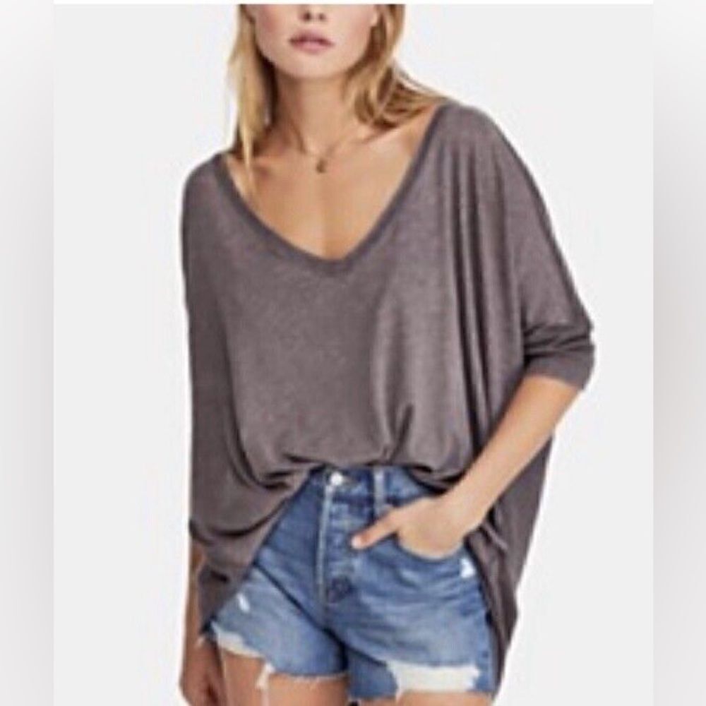 Free People We The Free Catch Waves Burnout Black Oversized Tunic XS T Shirt